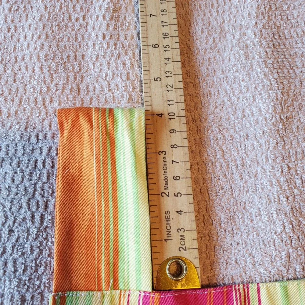 Wamsutta Cotton Curtain Panel 41x84 Rainbow Vertical Stripe Tab Top Multicolor